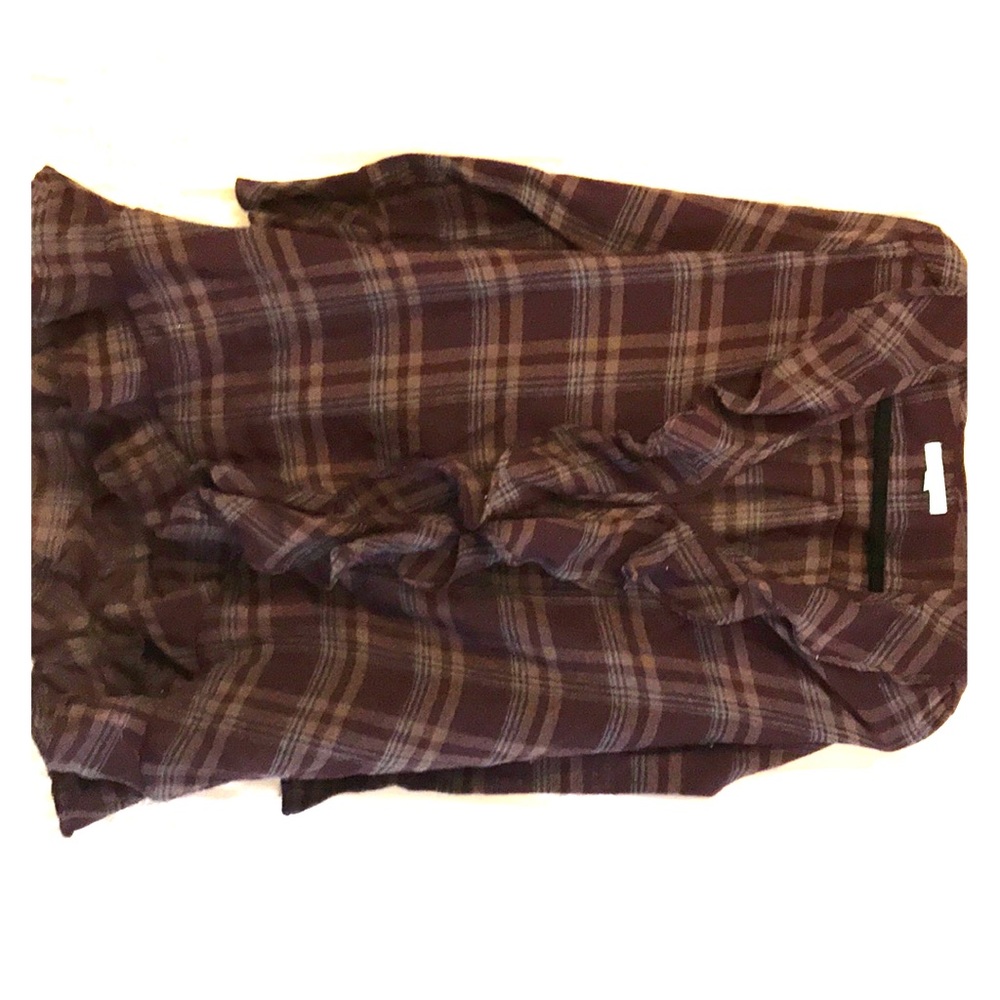 Ruffle plaid cardigan